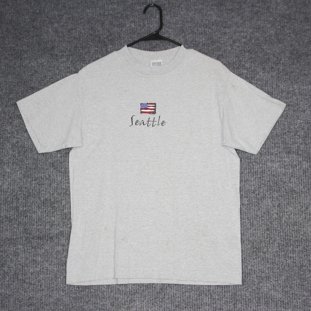 Vintage ARTFORMS Mens Seattle Graphic T‎ Shirt Large Made USA Striped Casual